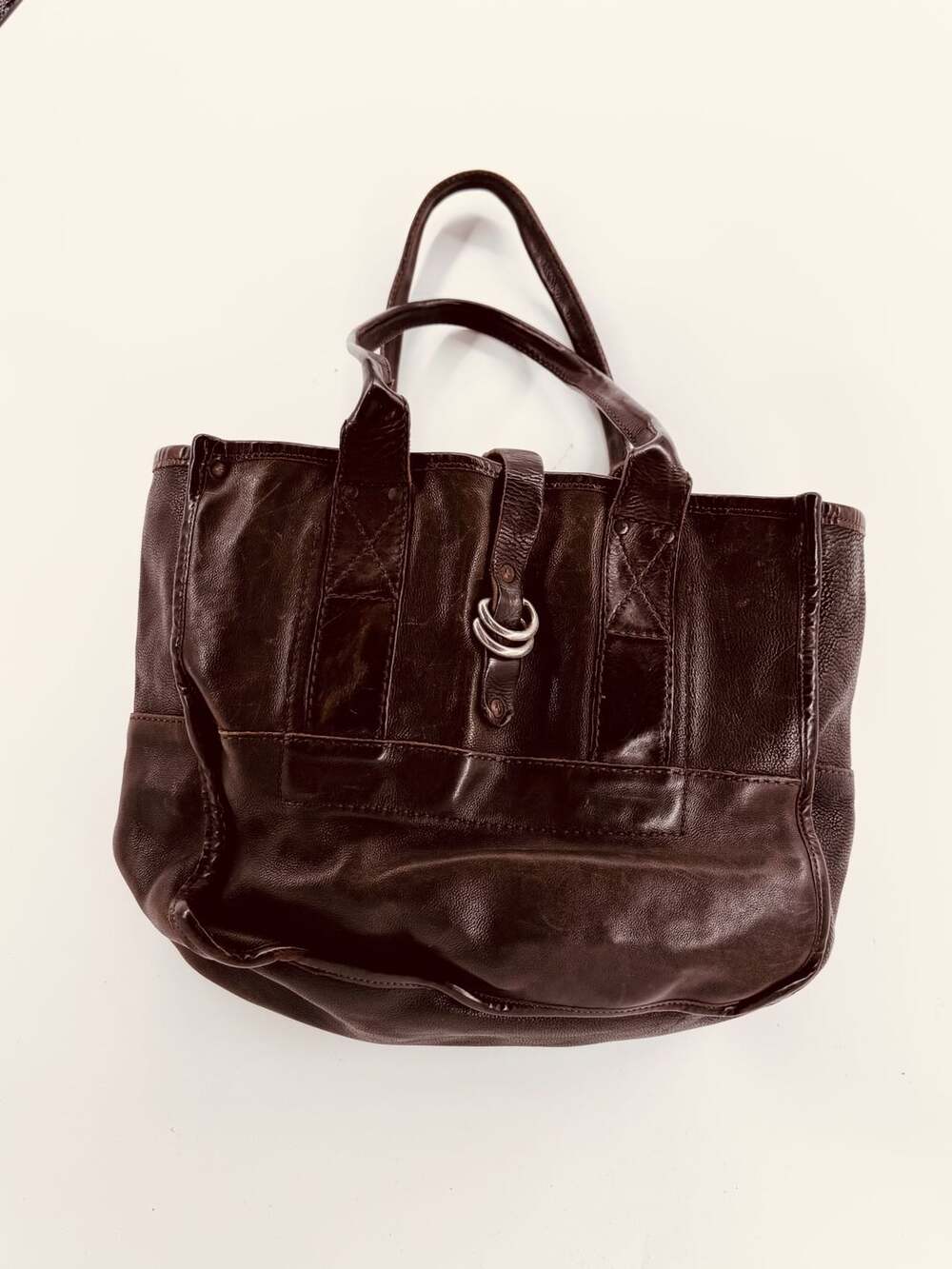 Rare RRL Tumbled Leather Tote Bag Dark Brown Made in Italy
